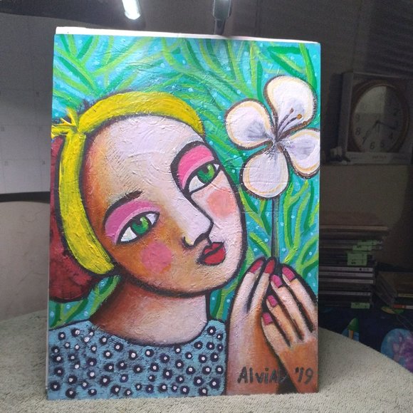 The Women and a flower - art of world known artist Paola Alvial 2019 - Picture 1 of 5